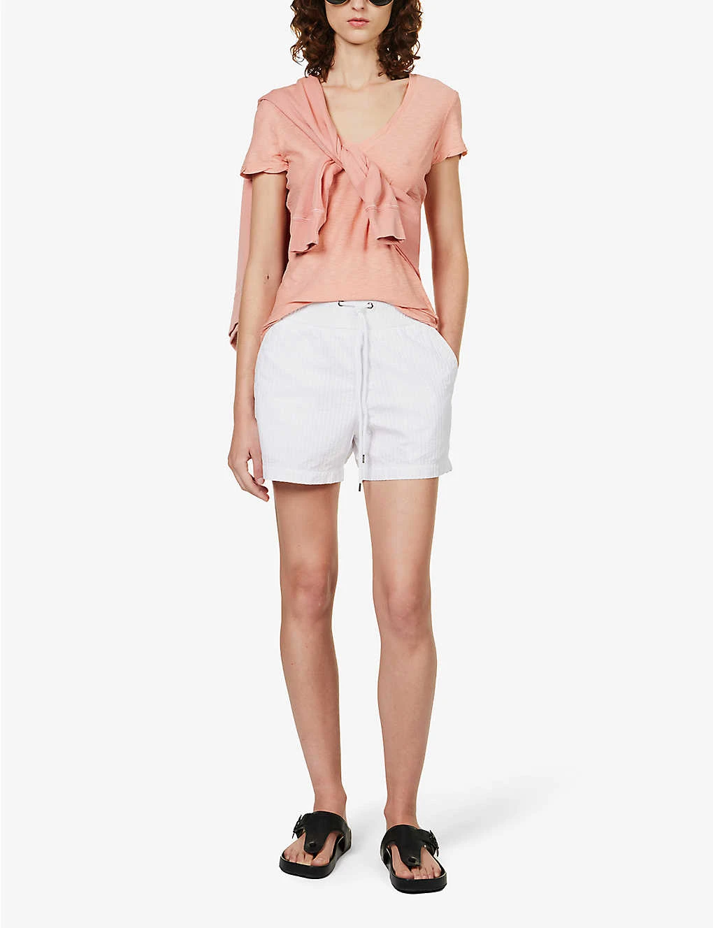 JAMES PERSE Elasticated-waist Striped Cotton-blend Shorts 2 JAMES PERSE Elasticated-waist Striped Cotton-blend Shorts - Image 2