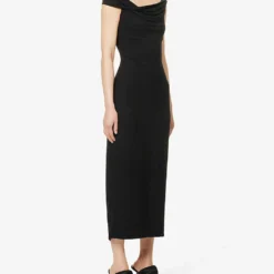 Jamen Cowl-neck Stretch-woven Midi Dress -Outlet Pique Style Store R04149608 BLACK ALT02
