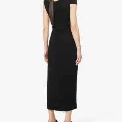Jamen Cowl-neck Stretch-woven Midi Dress -Outlet Pique Style Store R04149608 BLACK ALT03