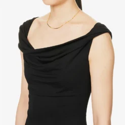 Jamen Cowl-neck Stretch-woven Midi Dress -Outlet Pique Style Store R04149608 BLACK ALT04
