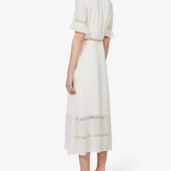 Woodson Frilled Crepe Midi Dress -Outlet Pique Style Store R04149624 WHITE ALT03