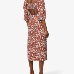 Fion Abstract-print Crepe Midi Dress -Outlet Pique Style Store R04149646 BROWNABSTRACT ALT03