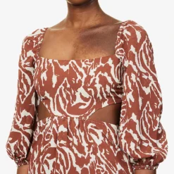 Fion Abstract-print Crepe Midi Dress -Outlet Pique Style Store R04149646 BROWNABSTRACT ALT04