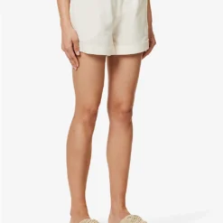 Emery Mid-rise Cotton And Linen-blend Shorts -Outlet Pique Style Store R04149655 STONE ALT02