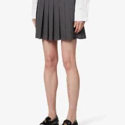 Miu Miu Pleated High-rise Wool Mini Skirt -Outlet Pique Style Store R04149727 ARDESIA ALT02