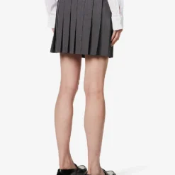 Miu Miu Pleated High-rise Wool Mini Skirt -Outlet Pique Style Store R04149727 ARDESIA ALT03