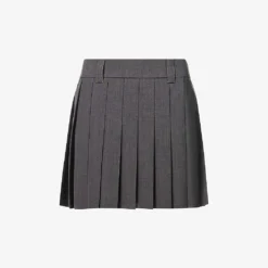 Miu Miu Pleated High-rise Wool Mini Skirt