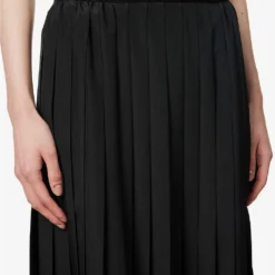 Miu Miu Pleated High-rise Woven Midi Skirt -Outlet Pique Style Store R04149729 NERO ALT04