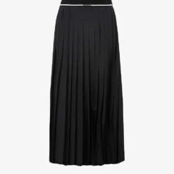 Miu Miu Pleated High-rise Woven Midi Skirt