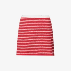 Miu Miu Scalloped-trim Striped Cotton-blend Mini Skirt