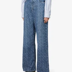 Miu Miu Wide-leg High-rise Logo-print Denim Jeans 7 Miu Miu Wide-leg High-rise Logo-print Denim Jeans -Outlet Pique Style Store R04149743 BLEU ALT02