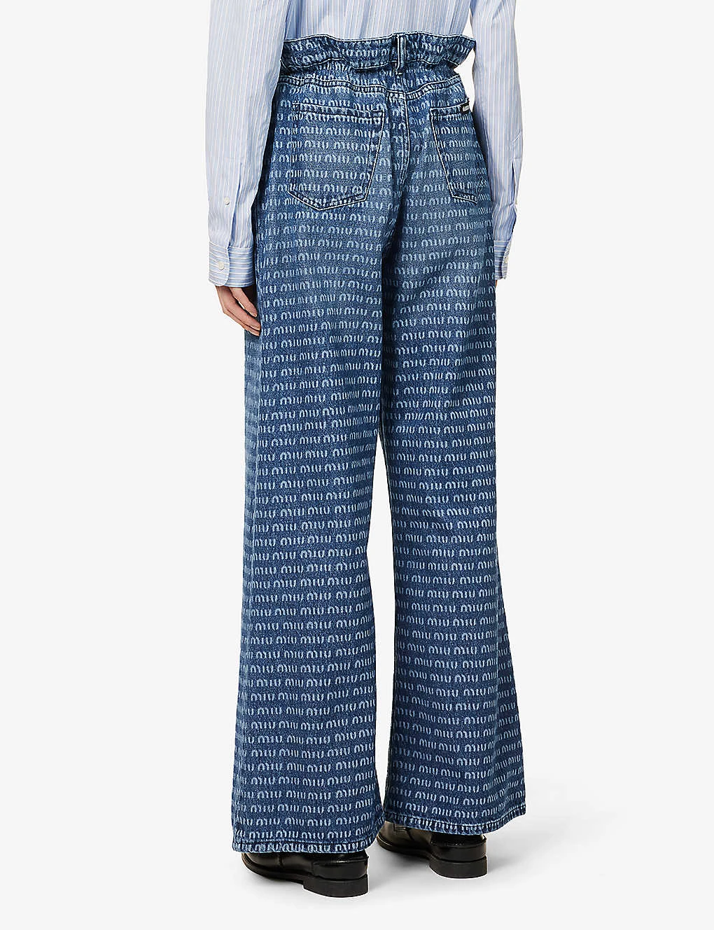 Miu Miu Wide-leg High-rise Logo-print Denim Jeans 4 Miu Miu Wide-leg High-rise Logo-print Denim Jeans - Image 4