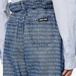 Miu Miu Wide-leg High-rise Logo-print Denim Jeans 9 Miu Miu Wide-leg High-rise Logo-print Denim Jeans -Outlet Pique Style Store R04149743 BLEU ALT04