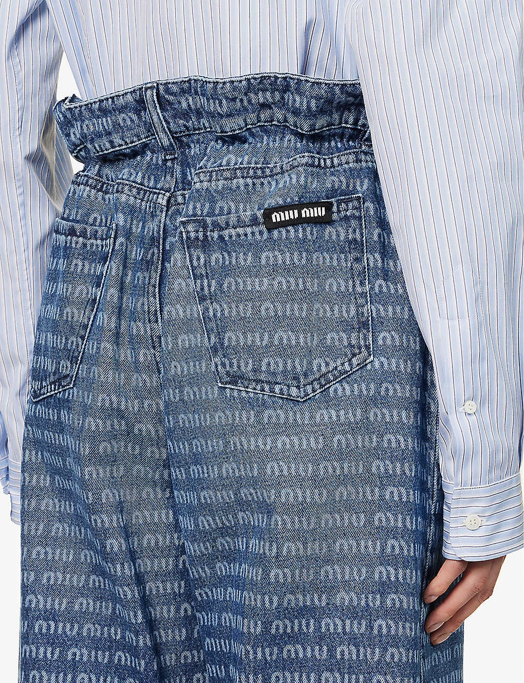 Miu Miu Wide-leg High-rise Logo-print Denim Jeans 5 Miu Miu Wide-leg High-rise Logo-print Denim Jeans - Image 5
