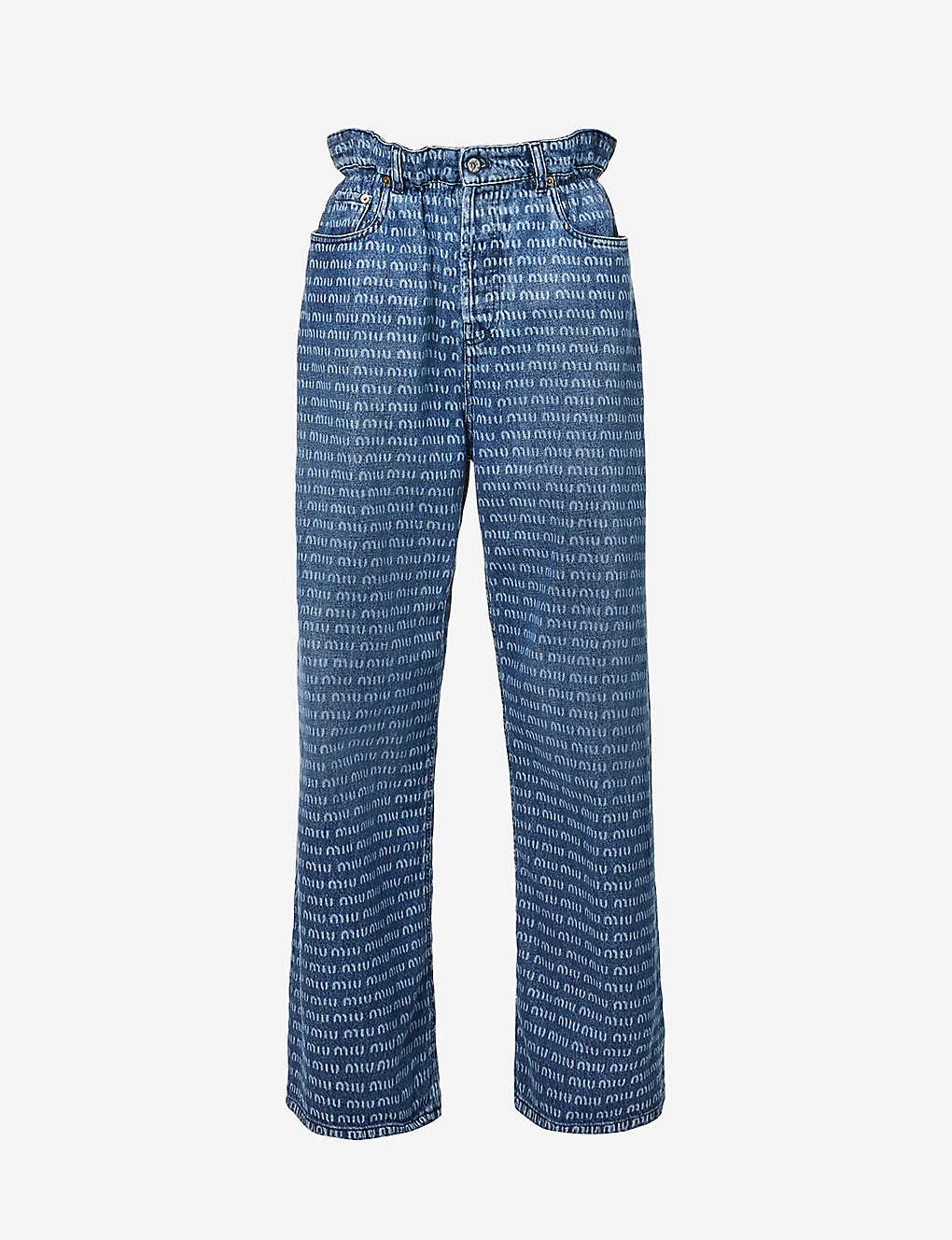 Miu Miu Wide-leg High-rise Logo-print Denim Jeans 1 Miu Miu Wide-leg High-rise Logo-print Denim Jeans