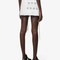 Broderie-pattern Mid-rise Upcycled Mini Skirt -Outlet Pique Style Store R04149757 WHITE ALT03