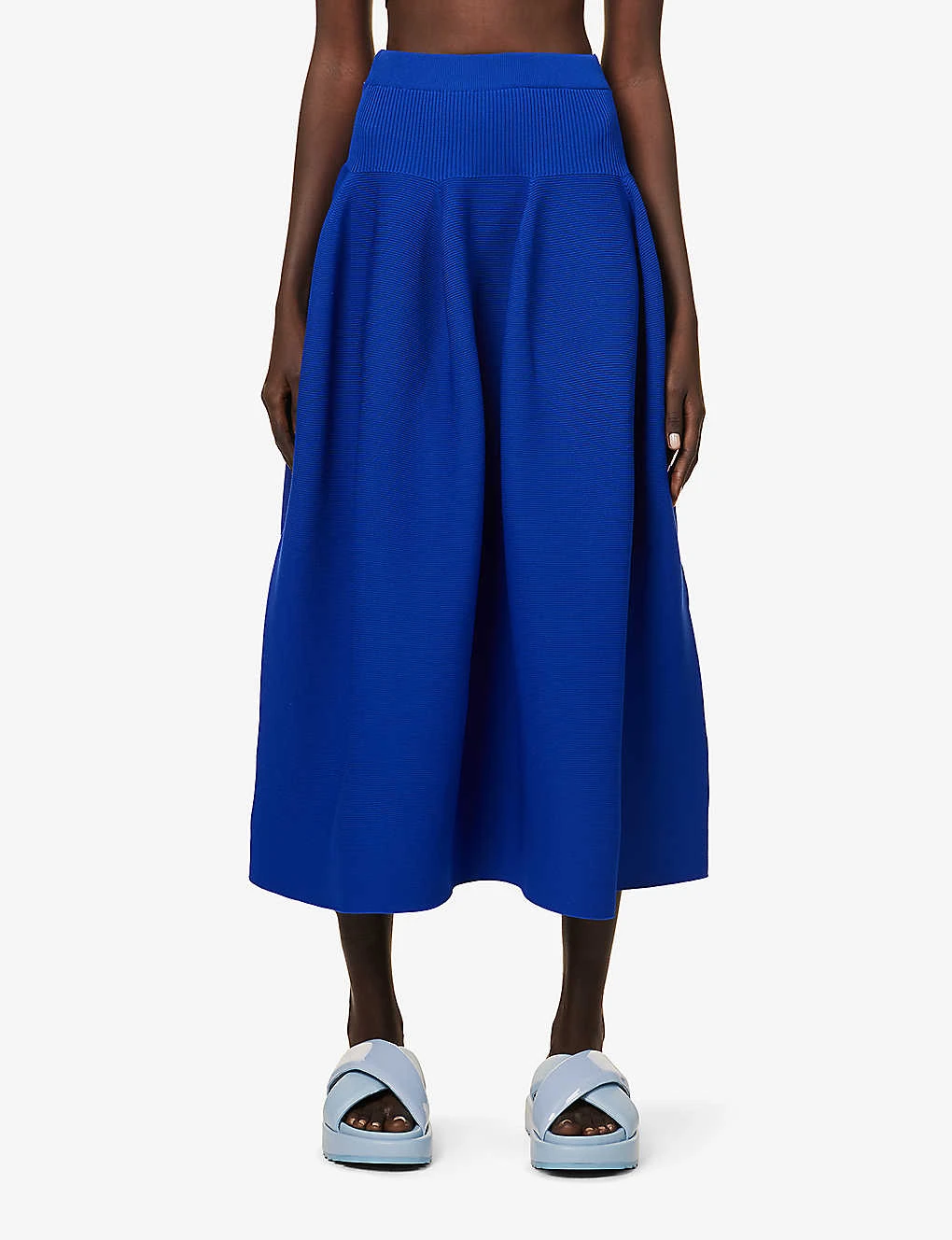 Pottery Flared-hem Recycled-polyester Knitted Midi Skirt 3 Pottery Flared-hem Recycled-polyester Knitted Midi Skirt - Image 3