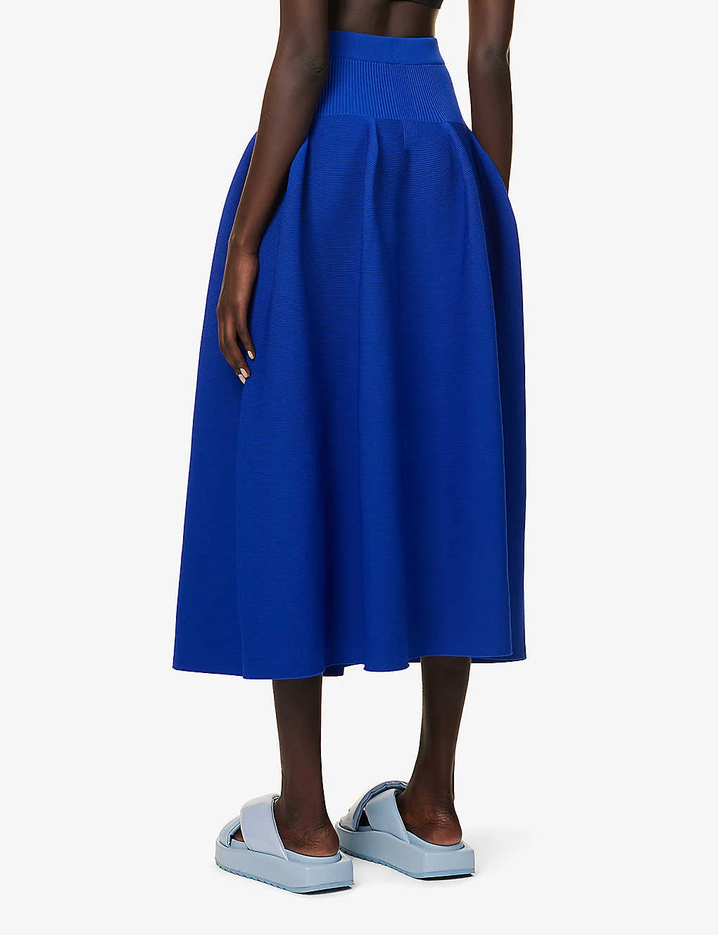 Pottery Flared-hem Recycled-polyester Knitted Midi Skirt 4 Pottery Flared-hem Recycled-polyester Knitted Midi Skirt - Image 4