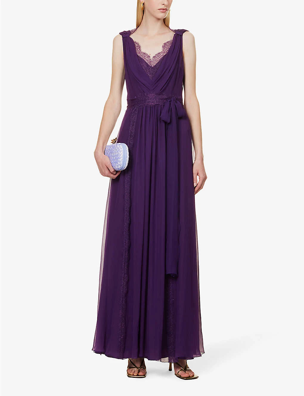 Alberta Ferretti V-neck Flared-hem Silk Maxi Dress 2 Alberta Ferretti V-neck Flared-hem Silk Maxi Dress - Image 2