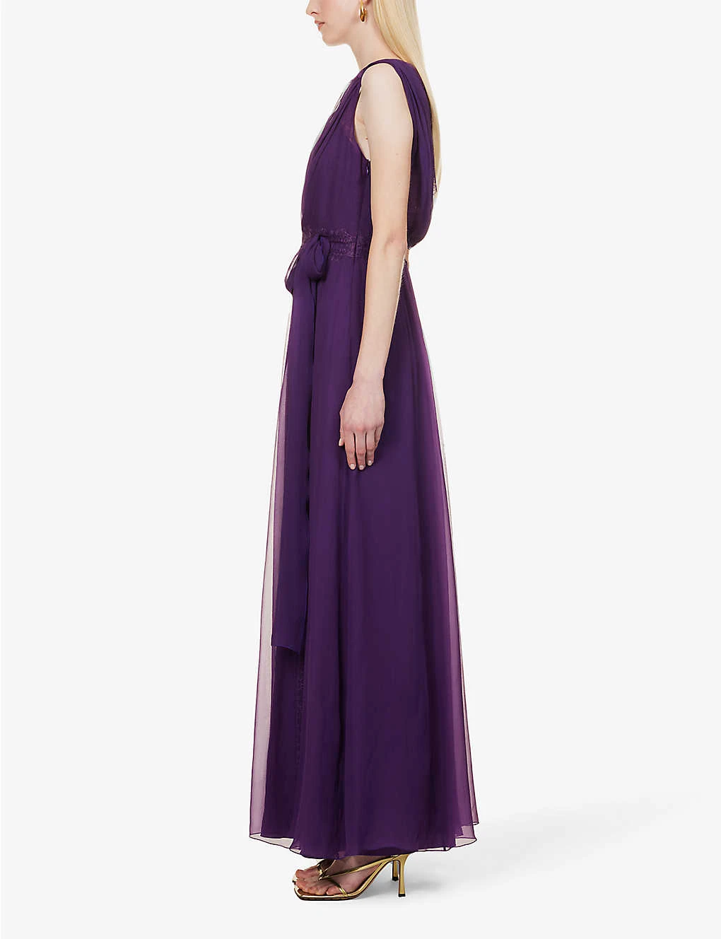 Alberta Ferretti V-neck Flared-hem Silk Maxi Dress 3 Alberta Ferretti V-neck Flared-hem Silk Maxi Dress - Image 3