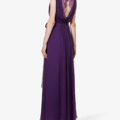 Alberta Ferretti V-neck Flared-hem Silk Maxi Dress 8 Alberta Ferretti V-neck Flared-hem Silk Maxi Dress -Outlet Pique Style Store R04149932 VIOLET ALT03