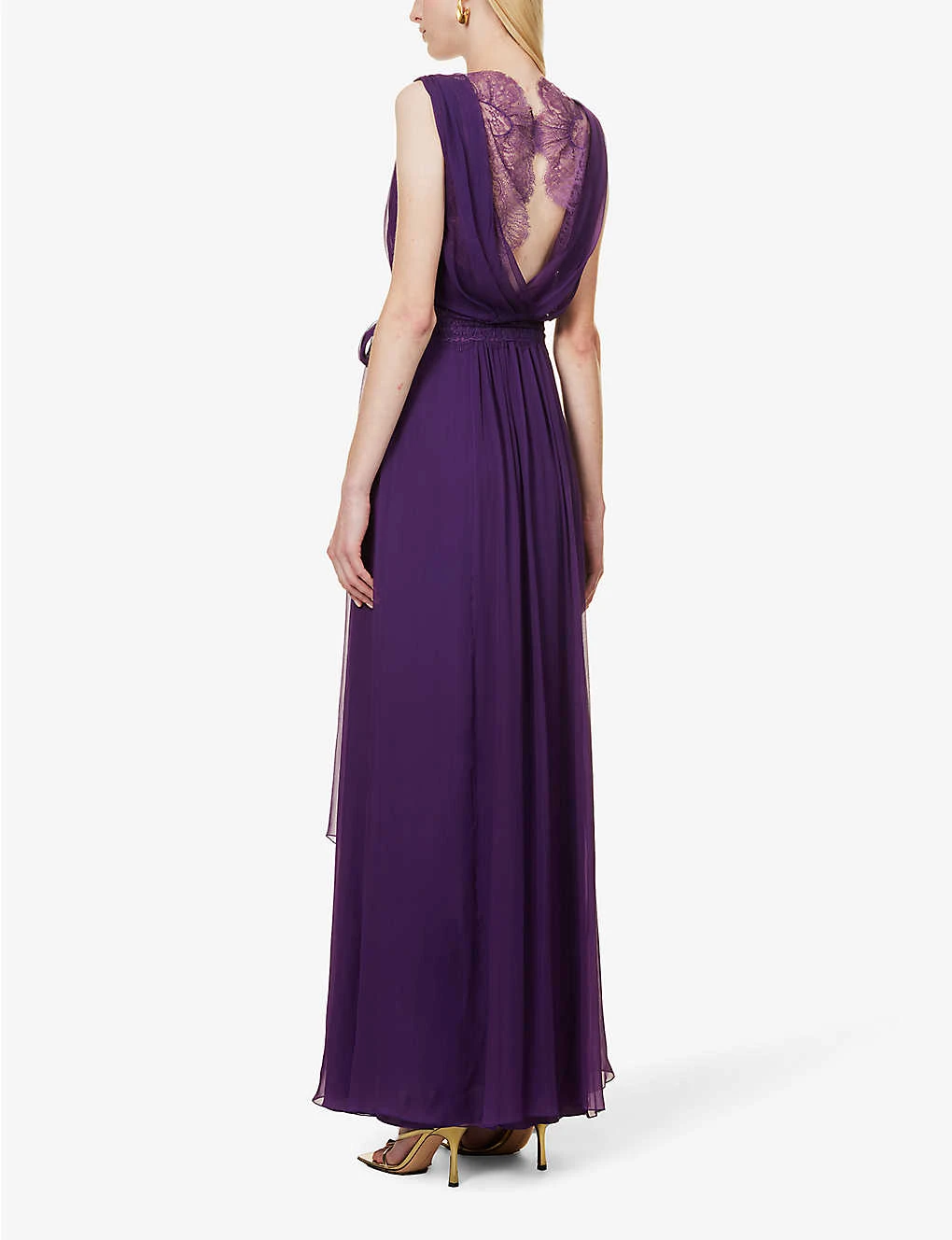 Alberta Ferretti V-neck Flared-hem Silk Maxi Dress 4 Alberta Ferretti V-neck Flared-hem Silk Maxi Dress - Image 4