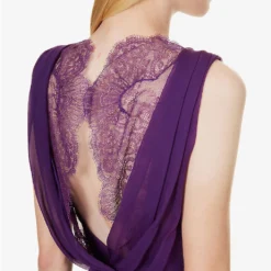 Alberta Ferretti V-neck Flared-hem Silk Maxi Dress 9 Alberta Ferretti V-neck Flared-hem Silk Maxi Dress -Outlet Pique Style Store R04149932 VIOLET ALT04