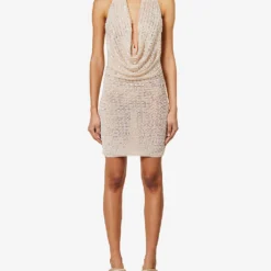 Tipo Sequin-embellished Semi-sheer Rayon Mini Dress -Outlet Pique Style Store R04150198 CHAMPAGNE ALT02