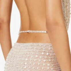 Tipo Sequin-embellished Semi-sheer Rayon Mini Dress -Outlet Pique Style Store R04150198 CHAMPAGNE ALT04