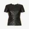 Helmut Lang Darted Round-neck Regular-fit Faux Leather T-shirt