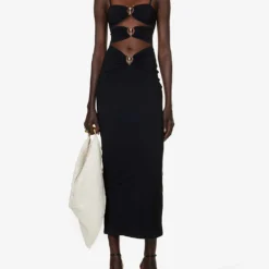 Column Cut-out Stretch-woven Maxi Dress -Outlet Pique Style Store R04150873 BLACK ALT01