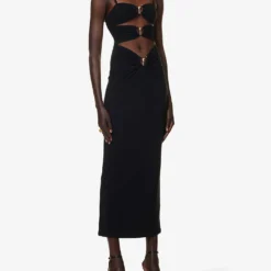 Column Cut-out Stretch-woven Maxi Dress -Outlet Pique Style Store R04150873 BLACK ALT02