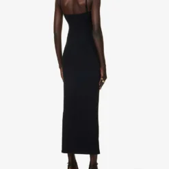 Column Cut-out Stretch-woven Maxi Dress -Outlet Pique Style Store R04150873 BLACK ALT03