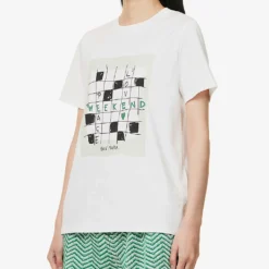 Weekend Max Mara Sante Brand-print Cotton T-shirt -Outlet Pique Style Store R04151194 WHITE001 ALT02