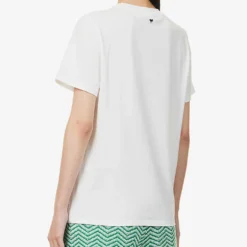 Weekend Max Mara Sante Brand-print Cotton T-shirt -Outlet Pique Style Store R04151194 WHITE001 ALT03