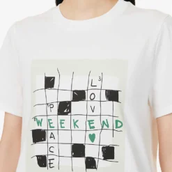 Weekend Max Mara Sante Brand-print Cotton T-shirt -Outlet Pique Style Store R04151194 WHITE001 ALT04