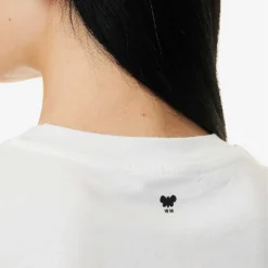 Weekend Max Mara Sante Brand-print Cotton T-shirt -Outlet Pique Style Store R04151194 WHITE001 ALT05