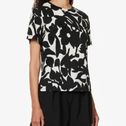 Weekend Max Mara Cerchio Floral-pattern Cotton T-shirt 7 Weekend Max Mara Cerchio Floral-pattern Cotton T-shirt -Outlet Pique Style Store R04151220 BLACK ALT02