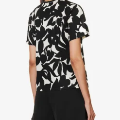 Weekend Max Mara Cerchio Floral-pattern Cotton T-shirt 8 Weekend Max Mara Cerchio Floral-pattern Cotton T-shirt -Outlet Pique Style Store R04151220 BLACK ALT03
