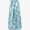 ME AND EM Floral-print Broderie-hem Silk-blend Maxi Skirt
