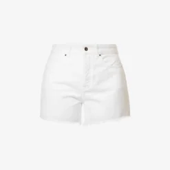 ME AND EM Frayed High-rise Organic-denim Shorts