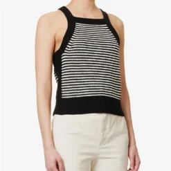 ME AND EM Stripe Cotton-knit Top 7 ME AND EM Stripe Cotton-knit Top -Outlet Pique Style Store R04151523 BLACKSOFTWHITE ALT02