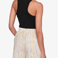 Hauti Pinstripe Organic-cotton Shorts 8 Hauti Pinstripe Organic-cotton Shorts -Outlet Pique Style Store R04151534 YELLOWSTRIPE ALT03