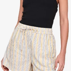 Hauti Pinstripe Organic-cotton Shorts 9 Hauti Pinstripe Organic-cotton Shorts -Outlet Pique Style Store R04151534 YELLOWSTRIPE ALT04