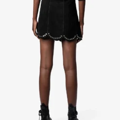 Zadig & Voltaire Jasia Studded Suede Mini Skirt -Outlet Pique Style Store R04151932 NOIR ALT03