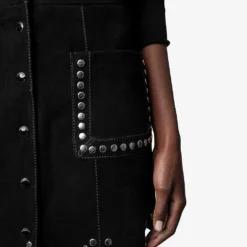 Zadig & Voltaire Jasia Studded Suede Mini Skirt -Outlet Pique Style Store R04151932 NOIR ALT04