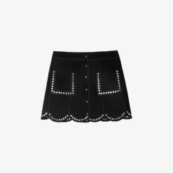Zadig & Voltaire Jasia Studded Suede Mini Skirt