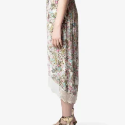 Zadig & Voltaire Jeudie High-rise Floral-print Woven Midi Skirt -Outlet Pique Style Store R04151965 DEEPPARME ALT02