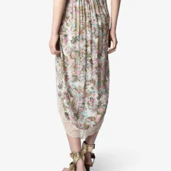 Zadig & Voltaire Jeudie High-rise Floral-print Woven Midi Skirt -Outlet Pique Style Store R04151965 DEEPPARME ALT03