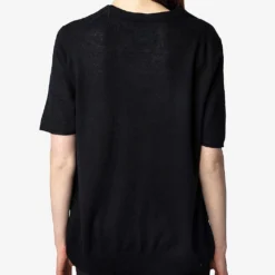 Zadig & Voltaire Ida Signature-wings Cashmere Top -Outlet Pique Style Store R04151983 NOIR ALT03